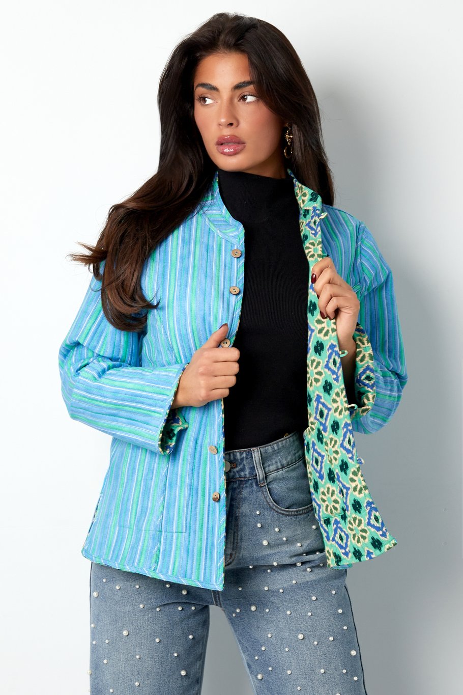 Jacket green print - green Picture5